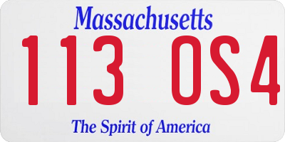 MA license plate 113OS4