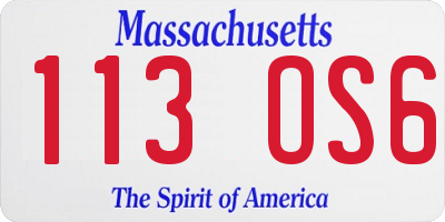 MA license plate 113OS6