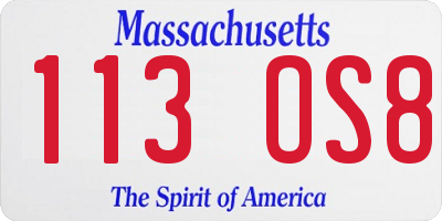 MA license plate 113OS8