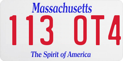 MA license plate 113OT4