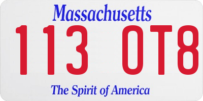 MA license plate 113OT8