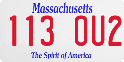 MA license plate 113OU2