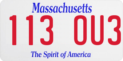MA license plate 113OU3
