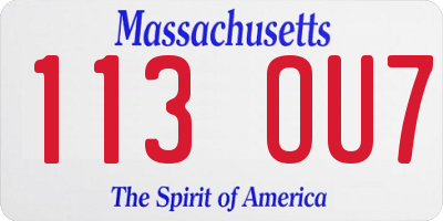 MA license plate 113OU7