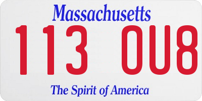 MA license plate 113OU8