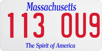 MA license plate 113OU9