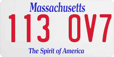 MA license plate 113OV7