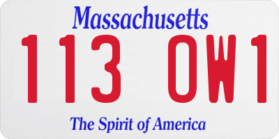 MA license plate 113OW1