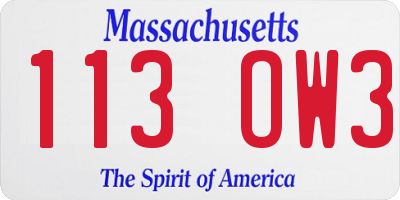 MA license plate 113OW3