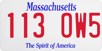 MA license plate 113OW5