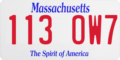 MA license plate 113OW7