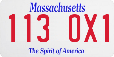 MA license plate 113OX1