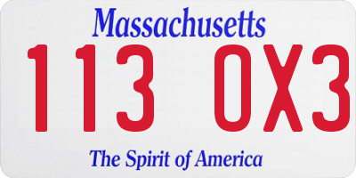 MA license plate 113OX3