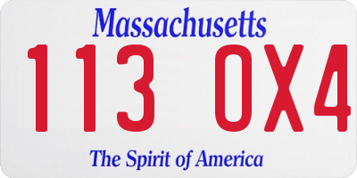 MA license plate 113OX4