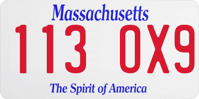 MA license plate 113OX9