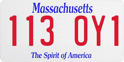 MA license plate 113OY1