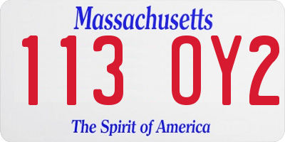 MA license plate 113OY2