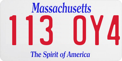 MA license plate 113OY4