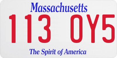 MA license plate 113OY5