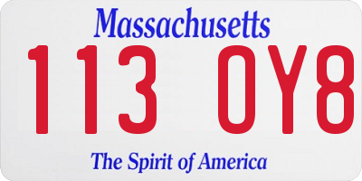 MA license plate 113OY8