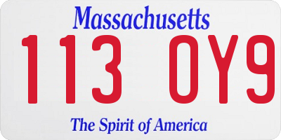 MA license plate 113OY9