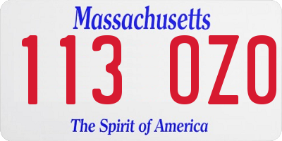 MA license plate 113OZ0
