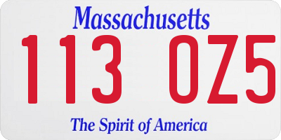 MA license plate 113OZ5