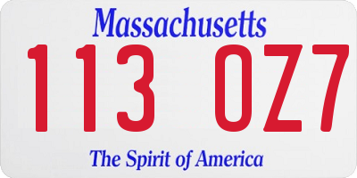 MA license plate 113OZ7