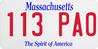 MA license plate 113PA0