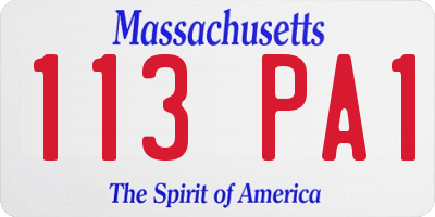 MA license plate 113PA1