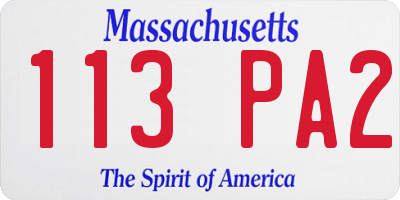 MA license plate 113PA2