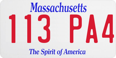 MA license plate 113PA4