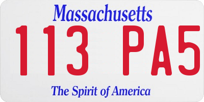 MA license plate 113PA5