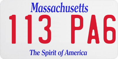 MA license plate 113PA6
