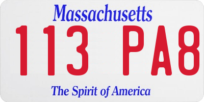 MA license plate 113PA8