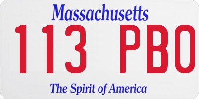 MA license plate 113PB0