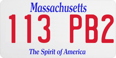 MA license plate 113PB2