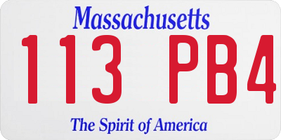 MA license plate 113PB4