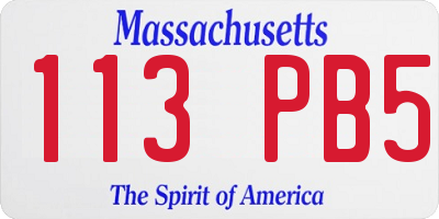 MA license plate 113PB5