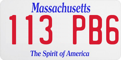 MA license plate 113PB6
