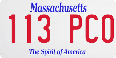 MA license plate 113PC0