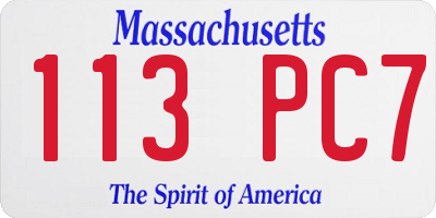 MA license plate 113PC7