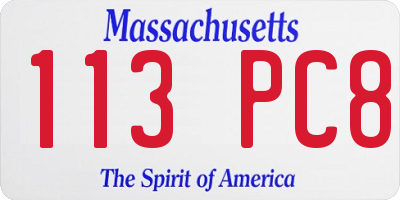 MA license plate 113PC8