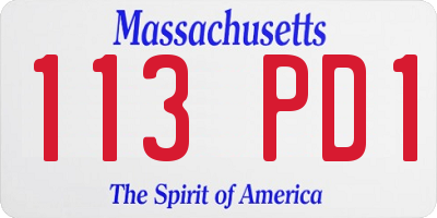 MA license plate 113PD1