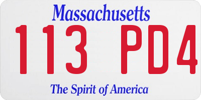 MA license plate 113PD4