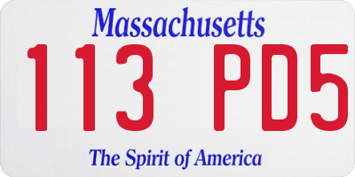 MA license plate 113PD5