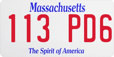 MA license plate 113PD6