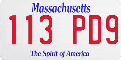 MA license plate 113PD9