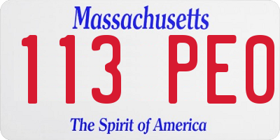 MA license plate 113PE0