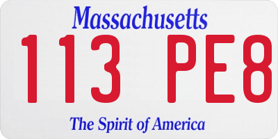 MA license plate 113PE8